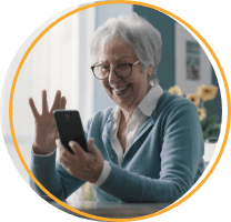 Elderly woman using a smartphone