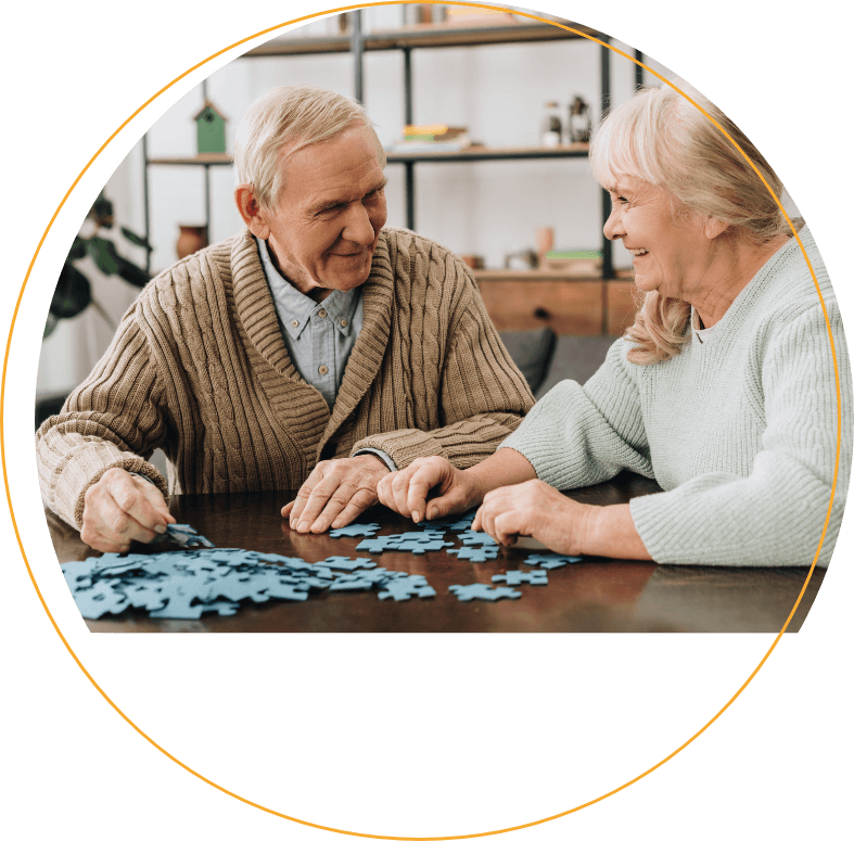 Couple working on a puzzle