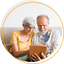 Couple using a digital tablet