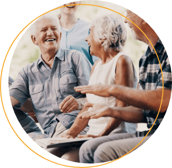 Elderly couple engaging and laughing