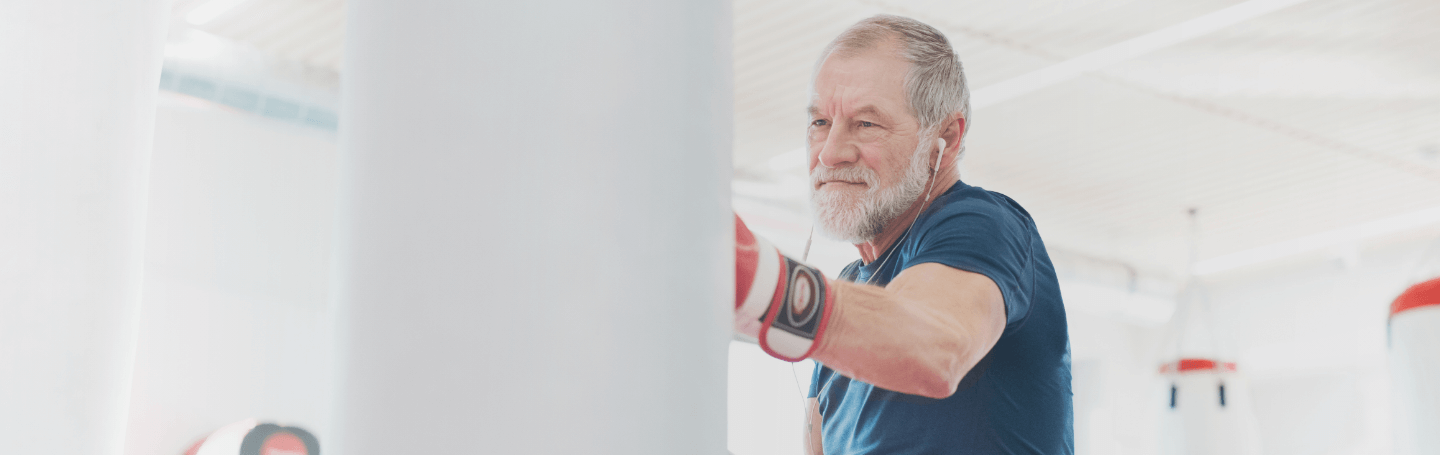 Older man boxing